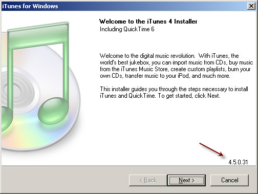  iTunes 4.5 installation 