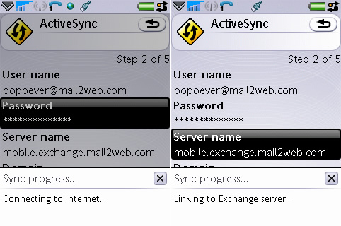 P1i Exchange ActiveSync connecting to server