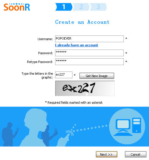 soonr create new account step 1